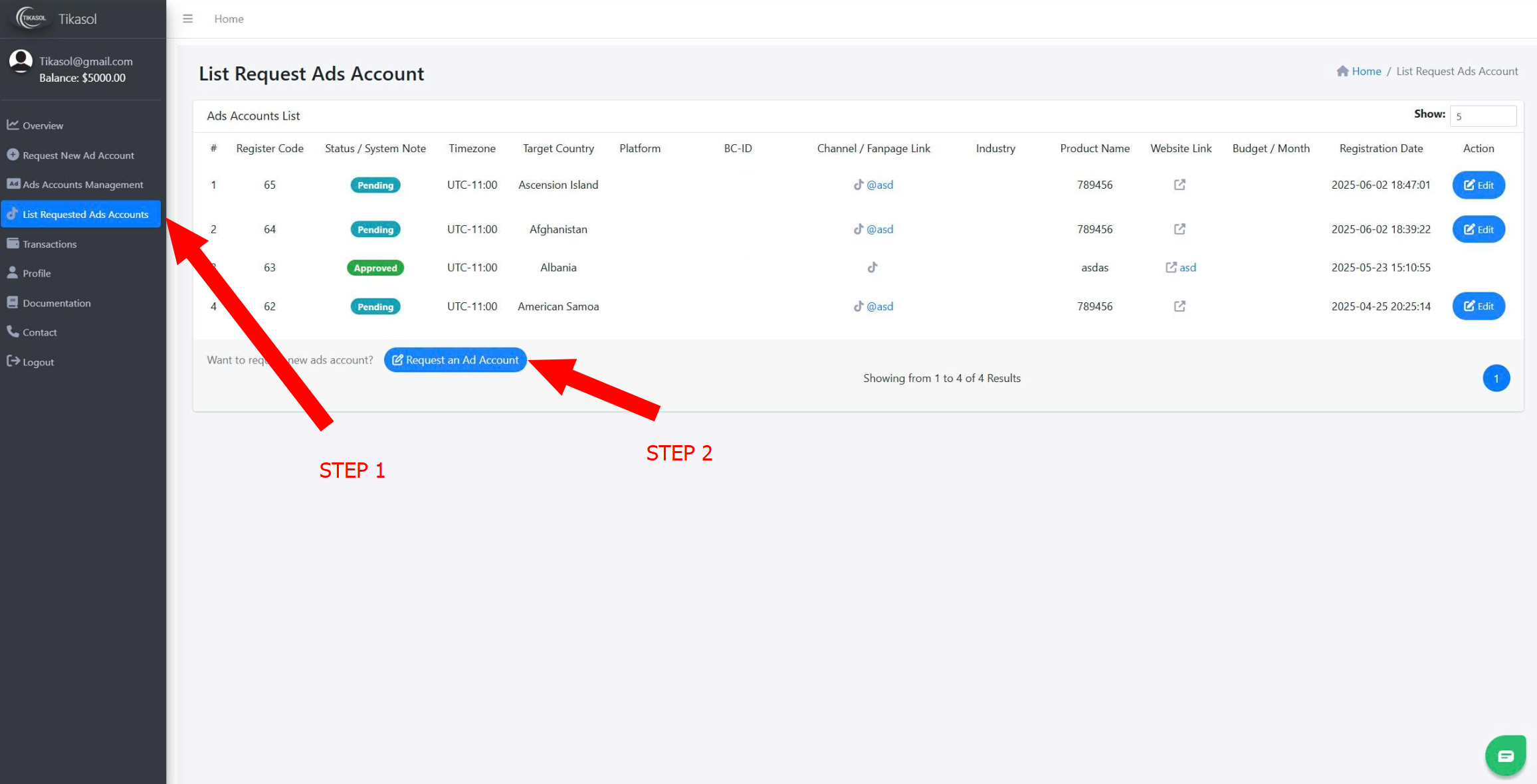 Tikasol TikTok Agency Request Ad Account Page - Request new TikTok ad account, apply for TikTok advertising account, TikTok ad account services