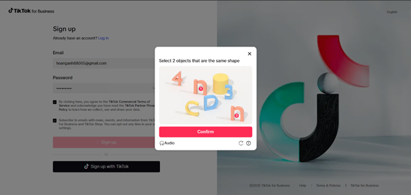Tikasol TikTok Agency Captcha Verification - Secure TikTok login, captcha verification for TikTok ad accounts, TikTok advertising security