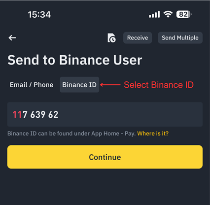 Tikasol Binance ID Entry - Binance app identity verification, enter Binance ID, secure account access, Binance identification process