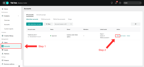 Tikasol TikTok Business Center Management - Manage TikTok business center, TikTok ad account management, TikTok agency business center dashboard
